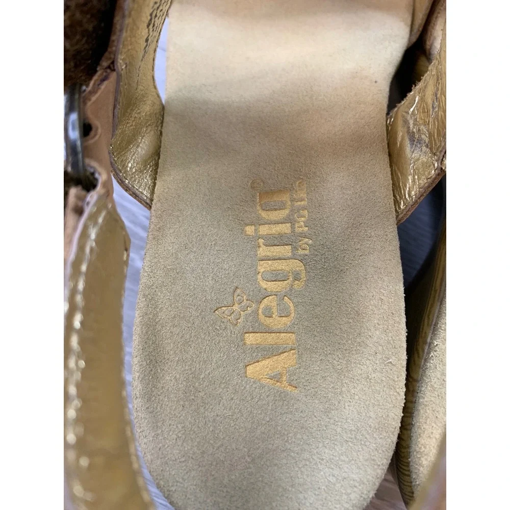Alegria by PG Lite Roma Tan Leather Laser Cut Wedge Sandals 8 Comfort Shoes